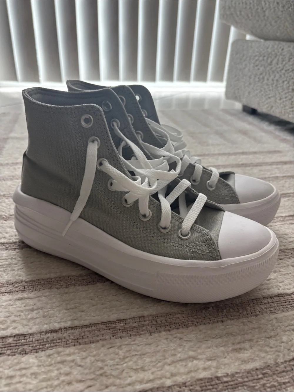 High-Top Platform Canvas Sneakers in Sage Green